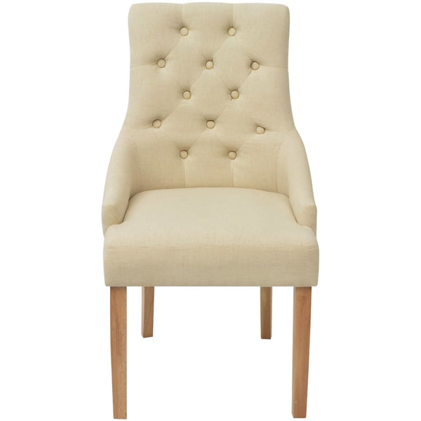 vidaXL Dining Chairs 2 pcs Cream Fabric