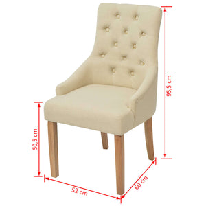 vidaXL Dining Chairs 2 pcs Cream Fabric