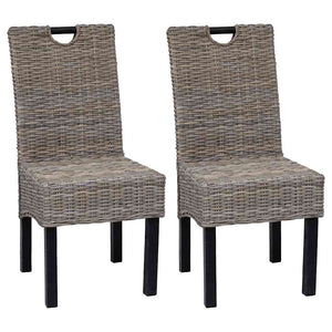 vidaXL Dining Chairs 2 pcs Kubu Rattan Mango Wood
