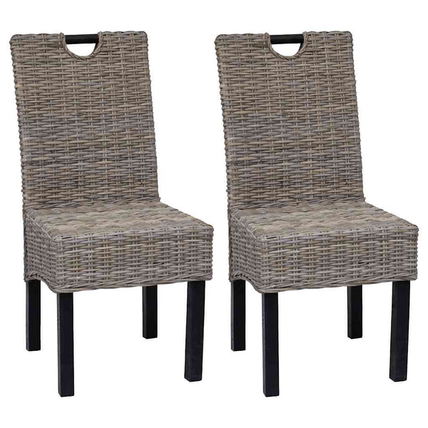 vidaXL Dining Chairs 2 pcs Kubu Rattan Mango Wood