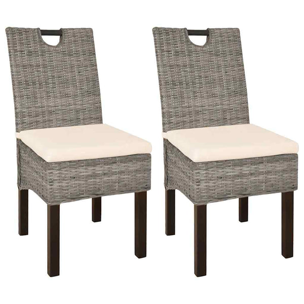 vidaXL Dining Chairs 2 pcs Kubu Rattan Mango Wood