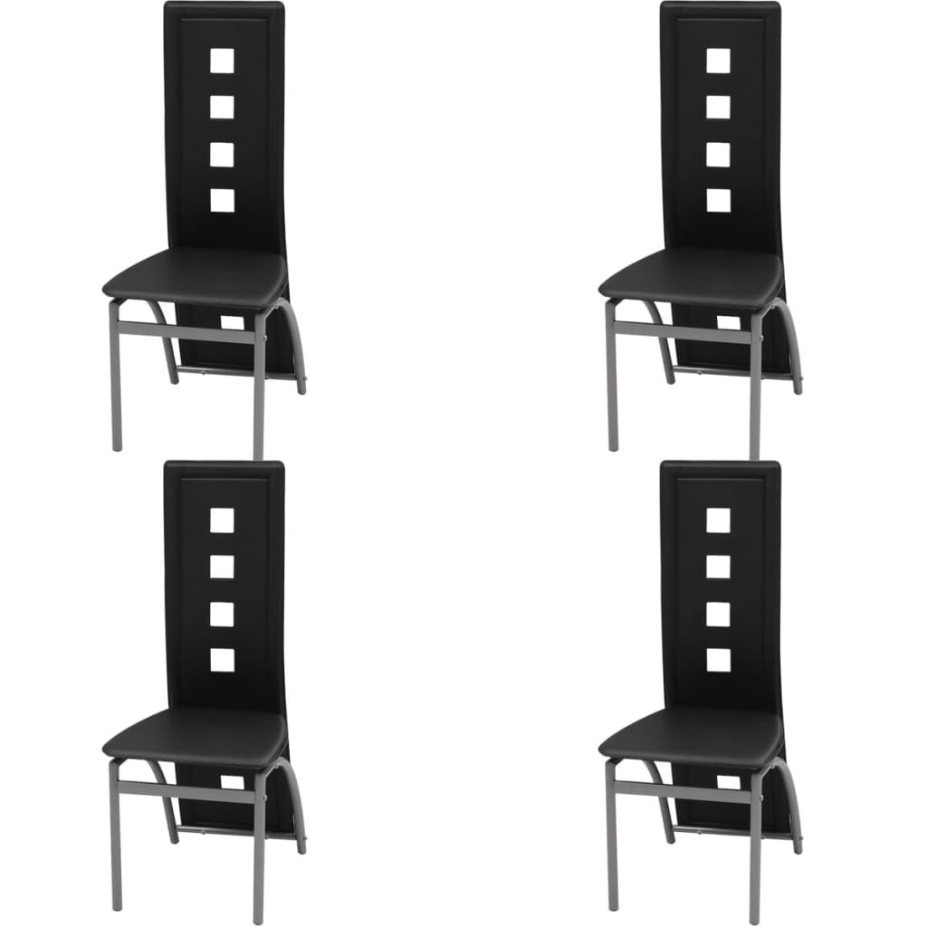 vidaXL Dining Chairs 4 pcs Black Faux Leather