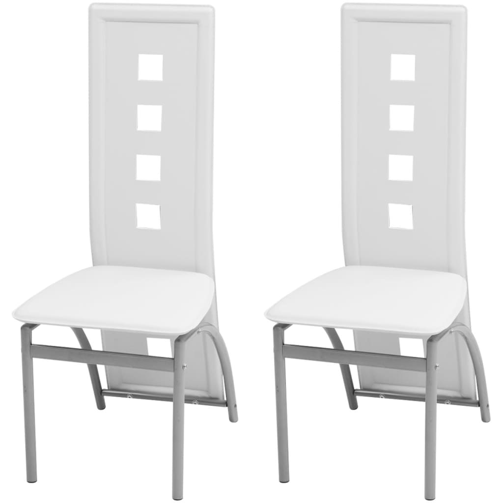vidaXL Dining Chairs 2 pcs White Faux Leather