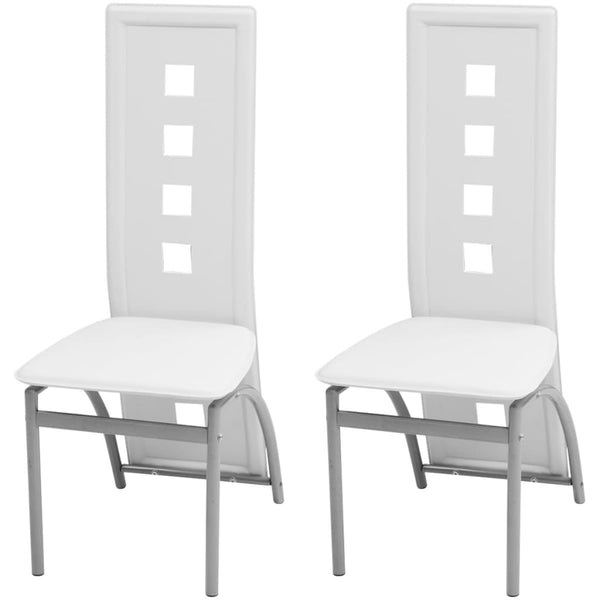 vidaXL Dining Chairs 2 pcs White Faux Leather