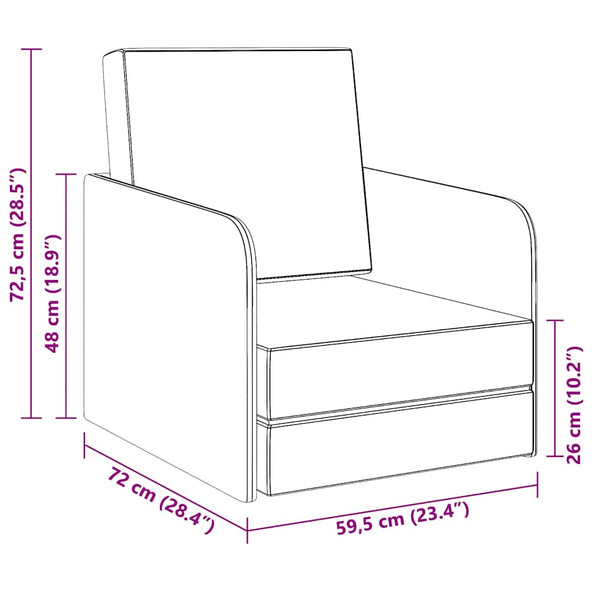 vidaXL Sofa Bed Pull-out Light Grey Fabric