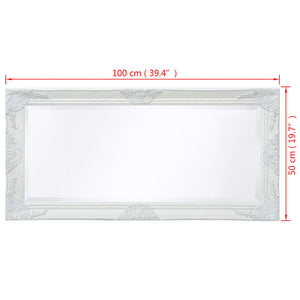 vidaXL Baroque Style Wall Mirror 100x50 cm White