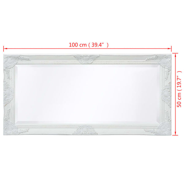 vidaXL Baroque Style Wall Mirror 100x50 cm White
