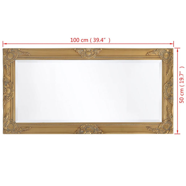 vidaXL Wall Mirror Baroque Style 100x50 cm Golden