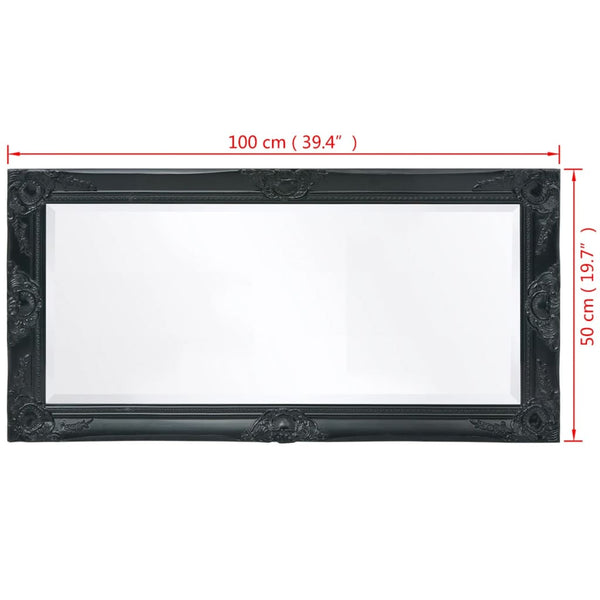vidaXL Baroque Style Wall Mirror 100x50 cm Black