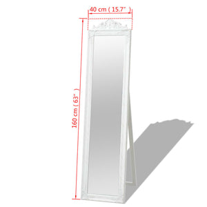 vidaXL Baroque Style Full-Length Mirror 160x40 cm White