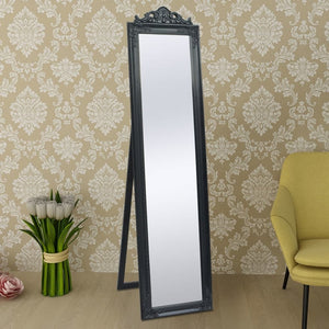 vidaXL Baroque Style Standing Mirror 160x40 cm Black