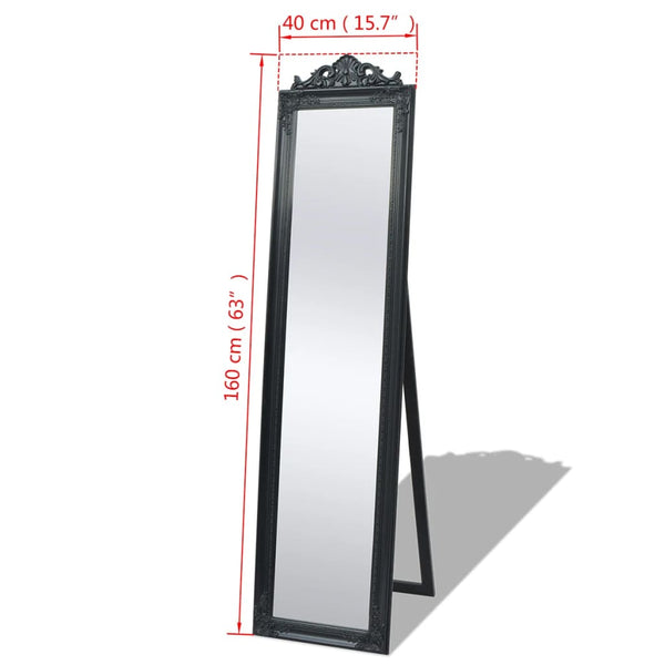 vidaXL Baroque Style Standing Mirror 160x40 cm Black