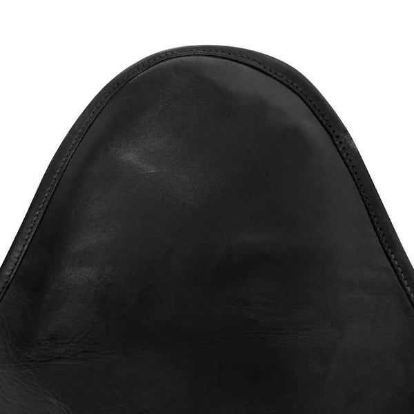 vidaXL Butterfly Chair Black Real Leather
