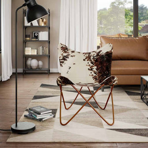 vidaXL Butterfly Chair Brown and White Genuine Cowhide