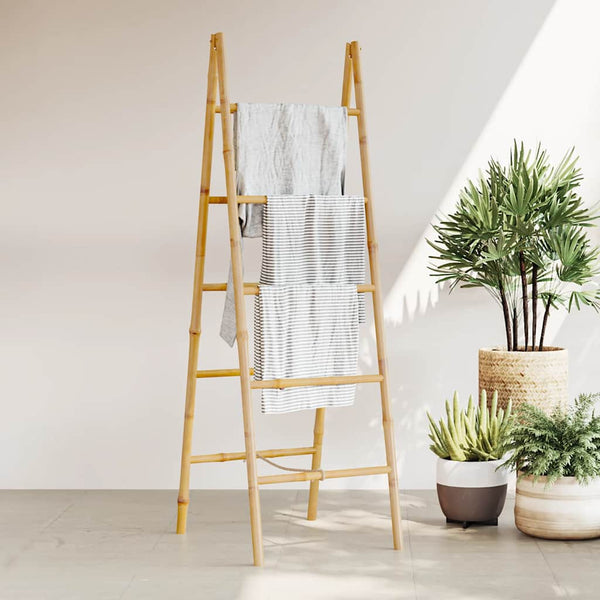 vidaXL Double Towel Ladder with Five Bamboo Rungs 50 x 160 cm