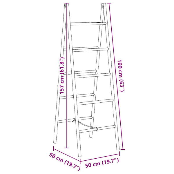 vidaXL Double Towel Ladder with Five Bamboo Rungs 50 x 160 cm
