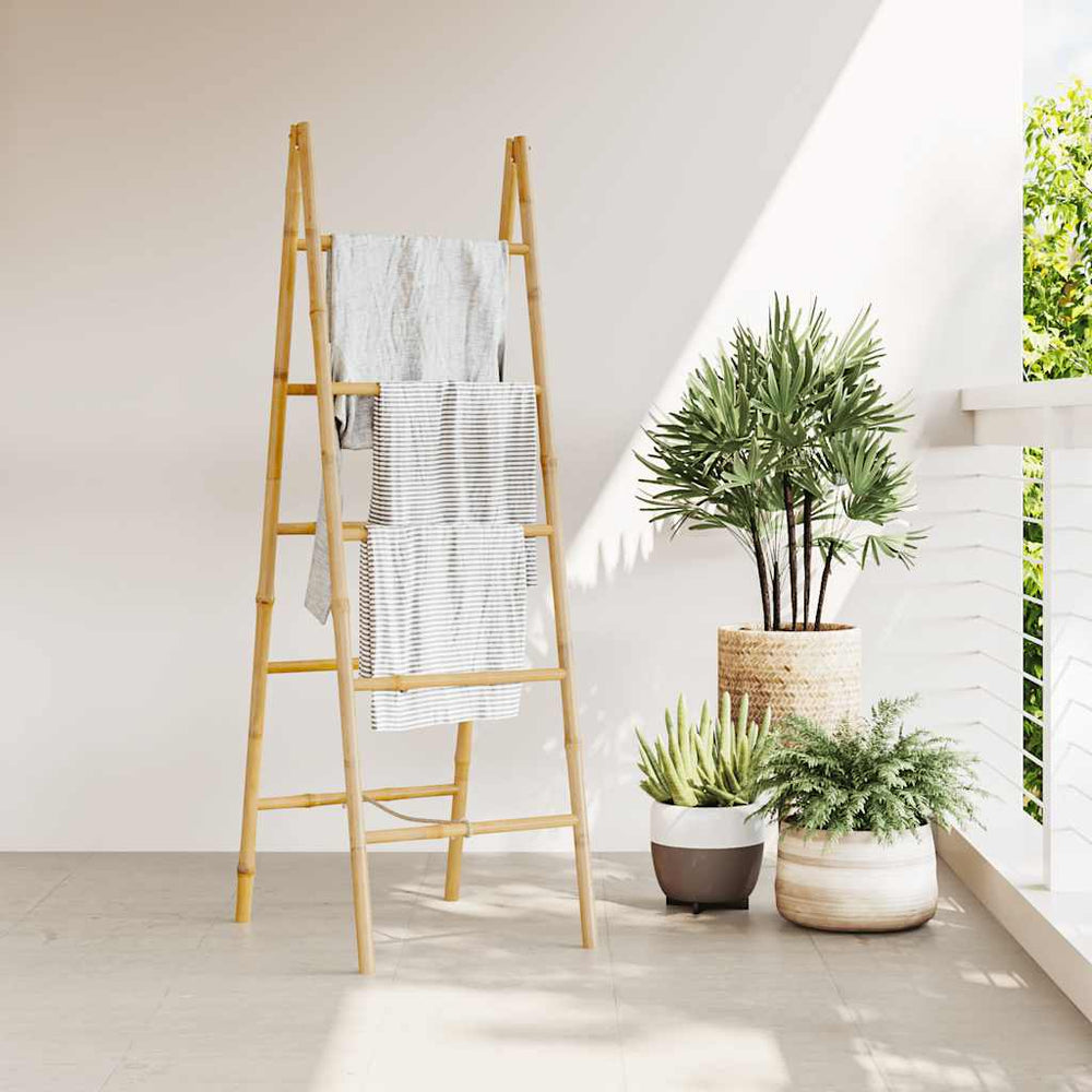 vidaXL Double Towel Ladder with Five Bamboo Rungs 50 x 160 cm