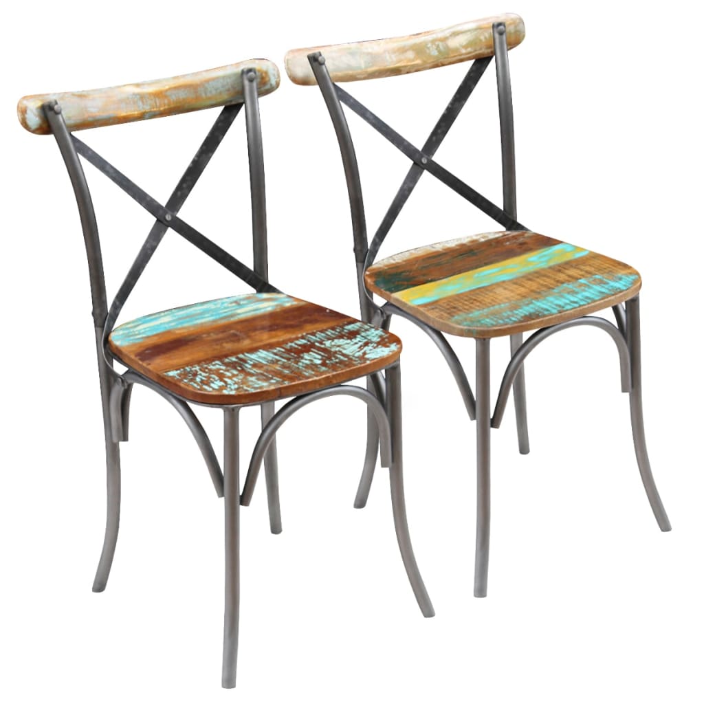 vidaXL Dining Chairs 2 pcs. Solid Reclaimed Wood