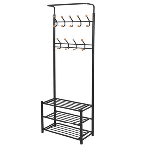 vidaXL Hall Tree with Shoe Rack 68x32x182.5 cm Black
