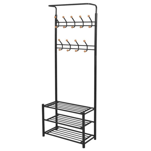 vidaXL Hall Tree with Shoe Rack 68x32x182.5 cm Black