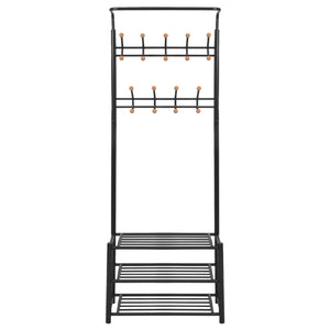 vidaXL Hall Tree with Shoe Rack 68x32x182.5 cm Black