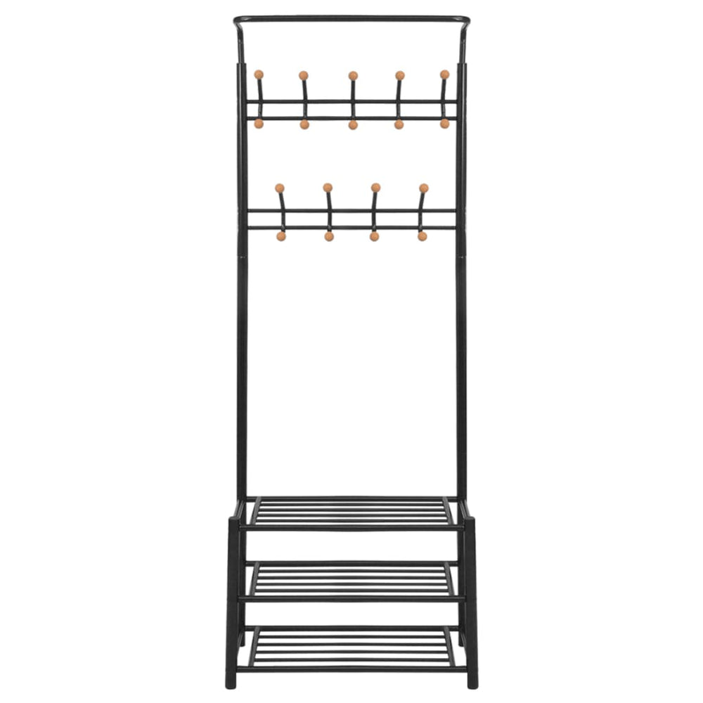 vidaXL Hall Tree with Shoe Rack 68x32x182.5 cm Black