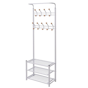 vidaXL Hall Tree with Shoe Rack 68×32×182.5 cm White
