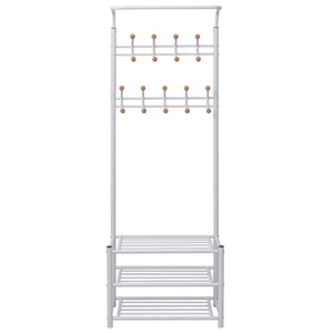 vidaXL Hall Tree with Shoe Rack 68×32×182.5 cm White