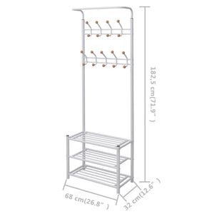 vidaXL Hall Tree with Shoe Rack 68×32×182.5 cm White