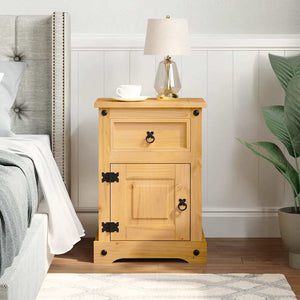 vidaXL Mexican Style Bedside Cabinet Solid Pine 53x39x66 cm