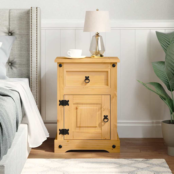 vidaXL Mexican Style Bedside Cabinet Solid Pine 53x39x66 cm