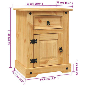 vidaXL Mexican Style Bedside Cabinet Solid Pine 53x39x66 cm