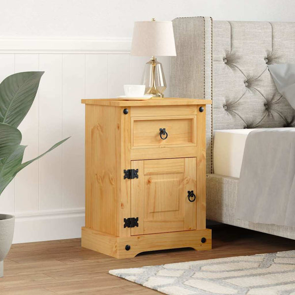 vidaXL Mexican Style Bedside Cabinet Solid Pine 53x39x66 cm