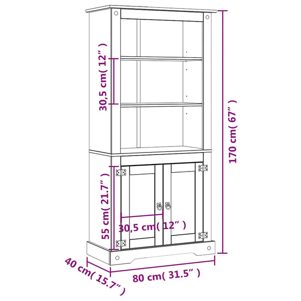 vidaXL Buffet Cabinet Mexican Style Pine Wood 80x40x170 cm