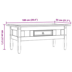 vidaXL Coffee Table Mexican Corona Range Pine Wood 100x55x44 cm