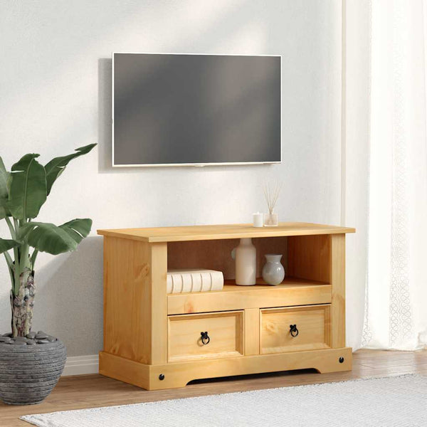 vidaXL TV Cabinet Mexican Style Pinewood 91x43x56 cm