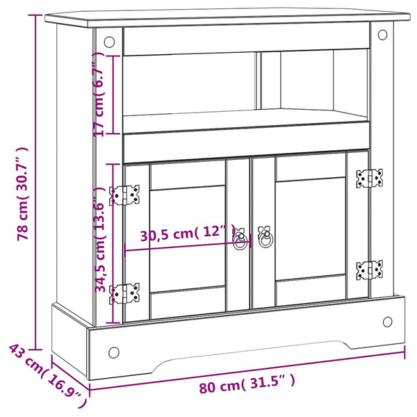vidaXL Console Table Mexican Corona Style Pine Wood 80x43x78 cm