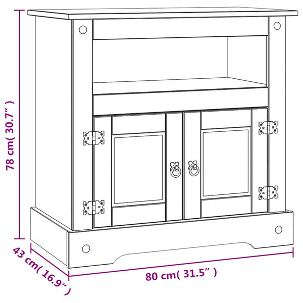 vidaXL TV Cabinet Mexican Style Solid Pine Corona 80 x 43 x 78 cm