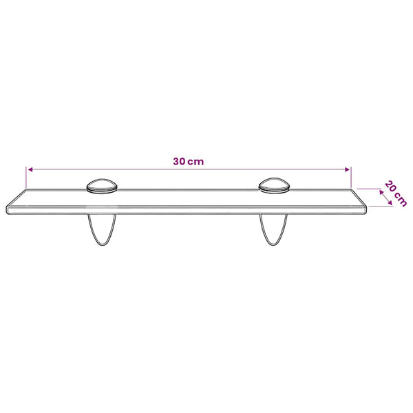 vidaXL Floating Glass Shelf 30x20 cm 8 mm