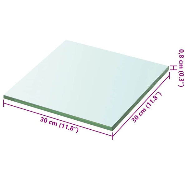 vidaXL Glass Shelf Transparent 30x30 cm