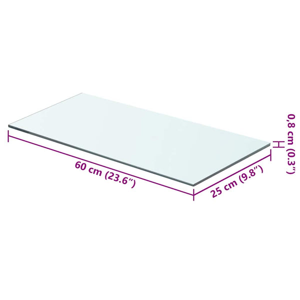 vidaXL Glass Shelf Transparent 60x25 cm