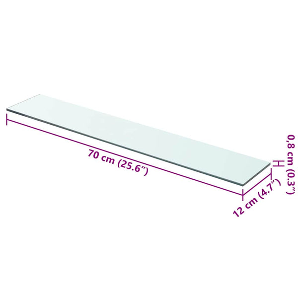 vidaXL Glass Shelf Clear 70x12 cm