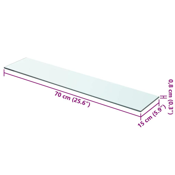 vidaXL Glass Shelf Transparent 70x15 cm