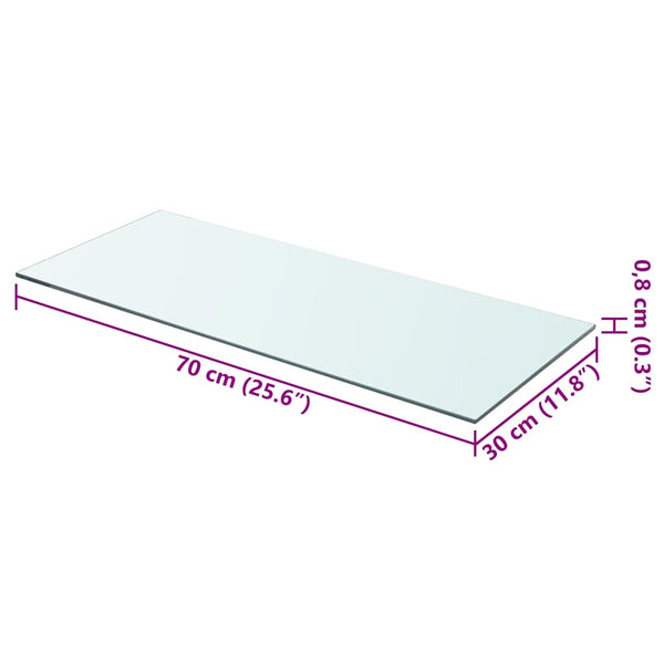 vidaXL Glass Shelf Transparent 70x30 cm