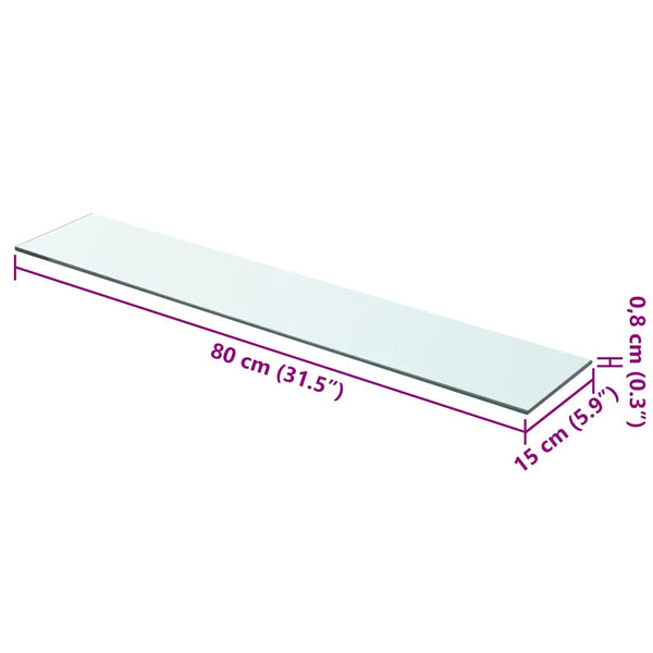 vidaXL Glass Shelf Transparent 80x15 cm