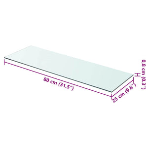 vidaXL Glass Shelf Transparent 80 cm x 25 cm