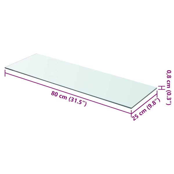 vidaXL Glass Shelf Transparent 80 cm x 25 cm