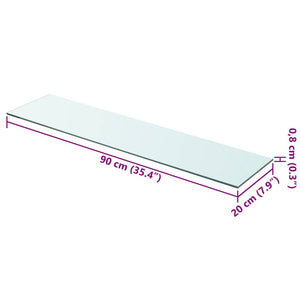 vidaXL Shelf Glass Transparent 90x20 cm