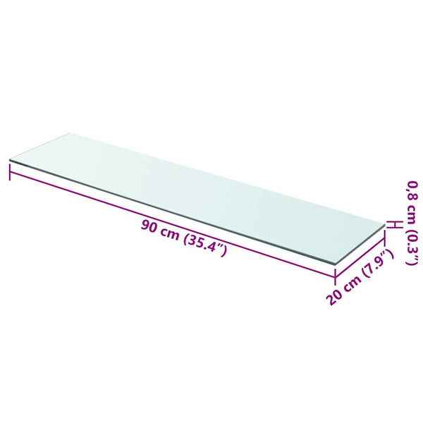 vidaXL Shelf Glass Transparent 90x20 cm