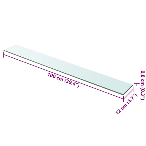 vidaXL Glass Shelf Clear 100x12 cm